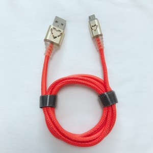 Cuero de PU LED Carcasa redonda de aluminio de carga rápida Cable USB para micro USB, tipo C, carga y sincronización de rayos de iPhone
