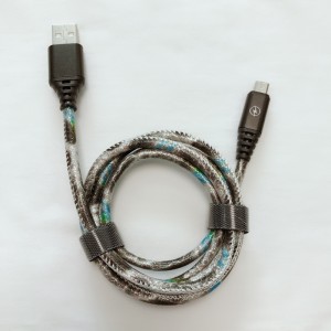 Brillante cuero de PU Carcasa redonda de aluminio de carga rápida Cable USB para micro USB, Tipo C, carga y sincronización de rayos de iPhone