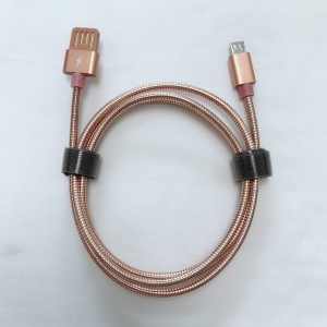 Cable de tubo de metal USB 2.0 de doble cara Carga Carcasa de aluminio redonda Cable de datos micro a USB 2.0