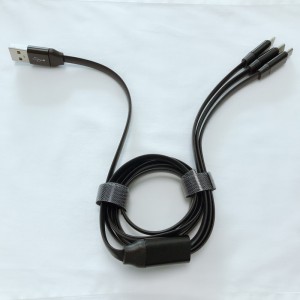Cable TPE 3 EN 1 Carga Carcasa de aluminio plano USB 2.0 Micro a rayo Cable de datos micro USB tipo C