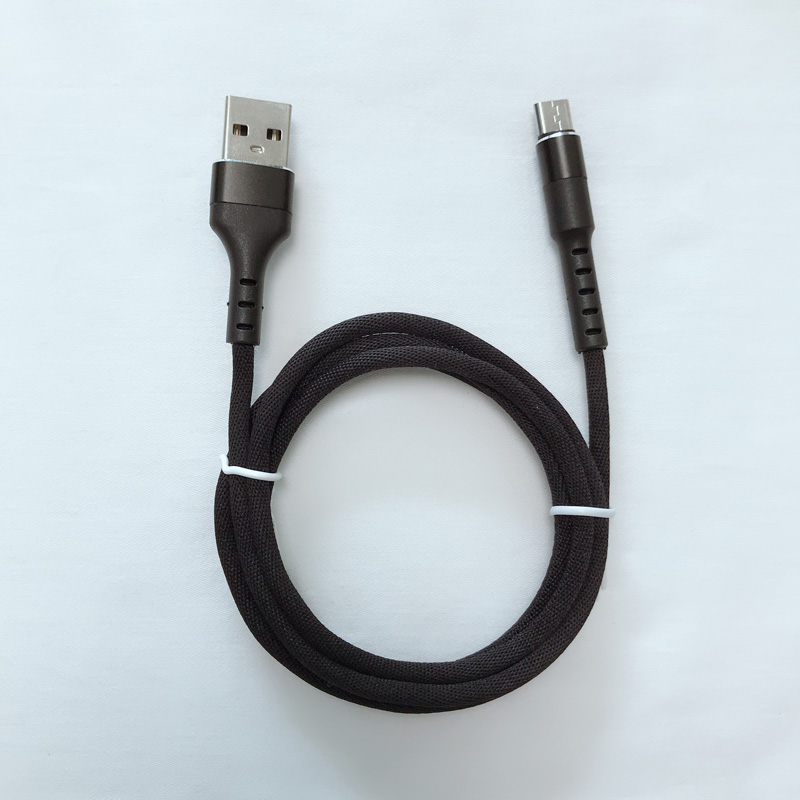 Carcasa de aluminio redonda de carga rápida Cable de datos USB de flexión trenzada flexible para micro USB, tipo C, carga y sincronización de rayos de iPhone