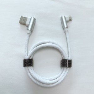 Cable de datos USB de carcasa de aluminio redondo de carga rápida trenzada de doble ángulo recto para micro USB, tipo C, carga y sincronización de rayos de iPhone